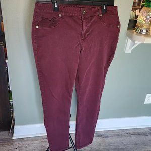 M Jeans by Maurices Skinny Mid Rise Side Maroon Size 18R